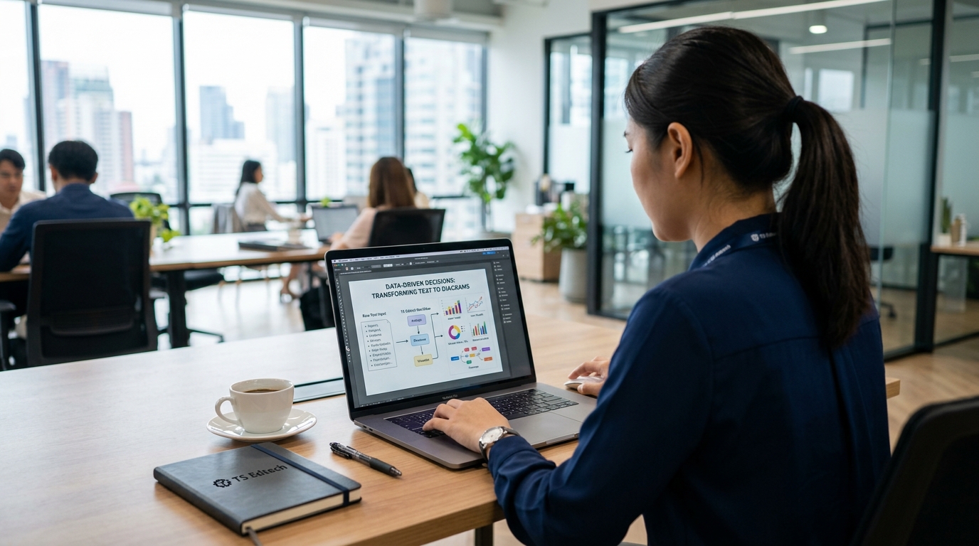 พนักงานกำลังออกแบบแผนภาพ Infographic