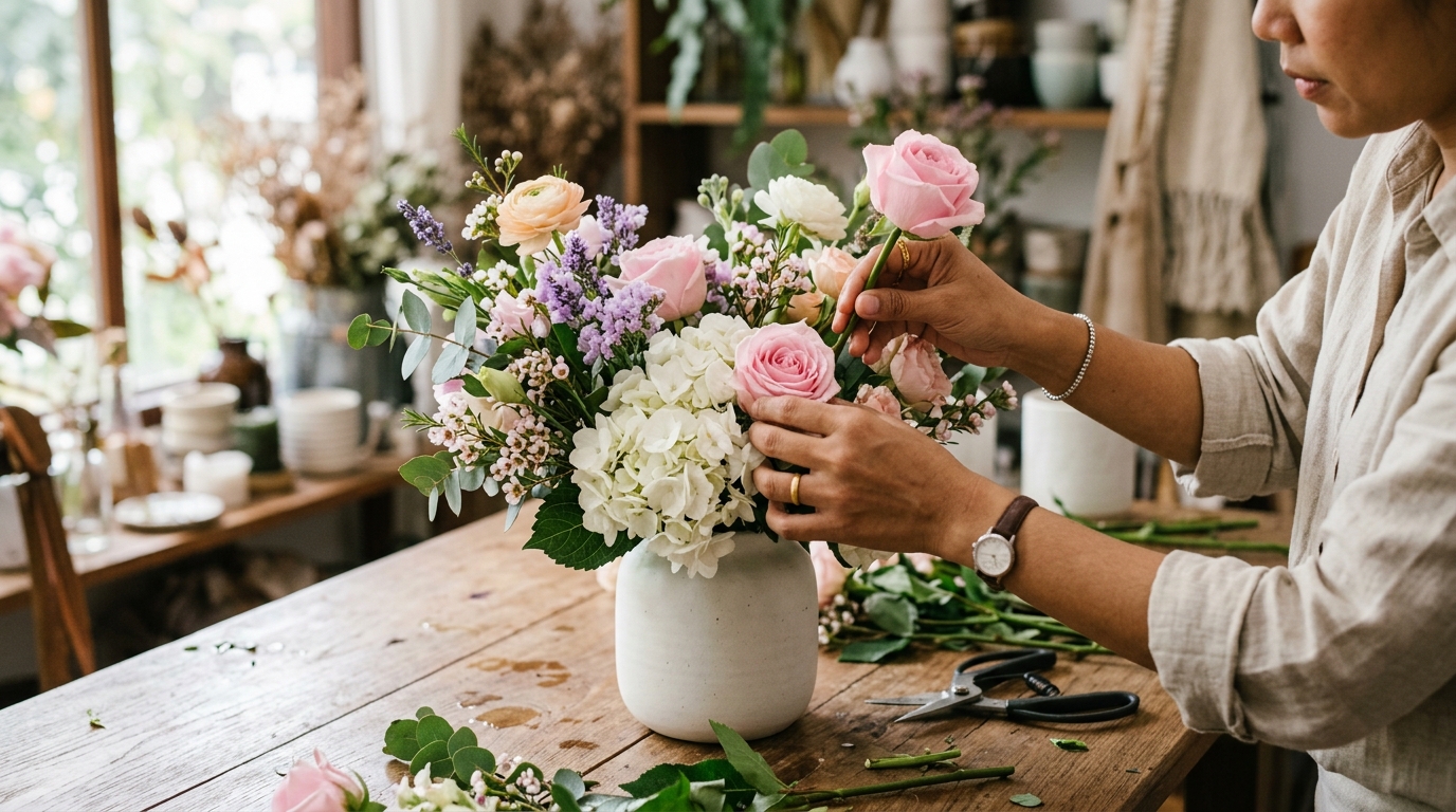 การจัดดอกไม้ใส่แจกัน