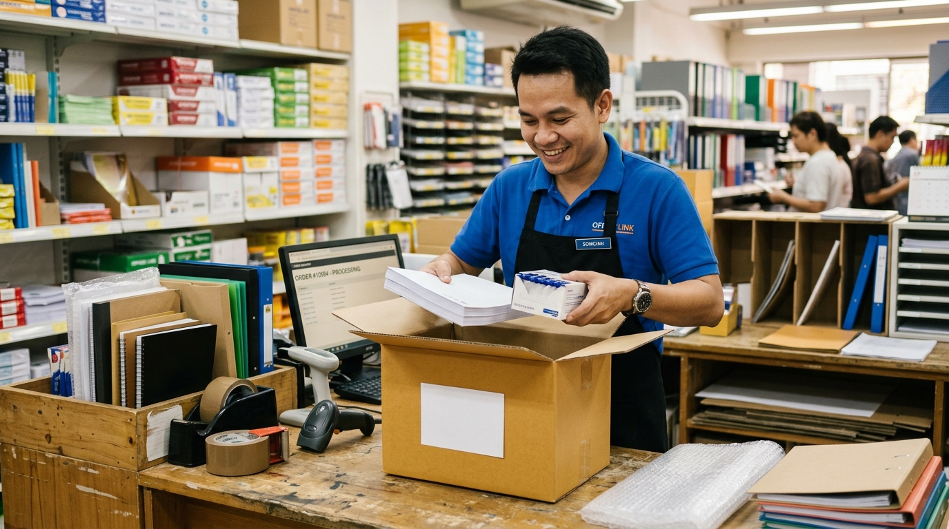 พนักงานเตรียมจัดส่งสินค้า