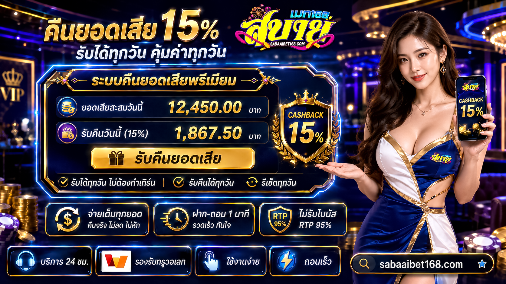 Sabaaibet168 คืนยอดเสีย 15%