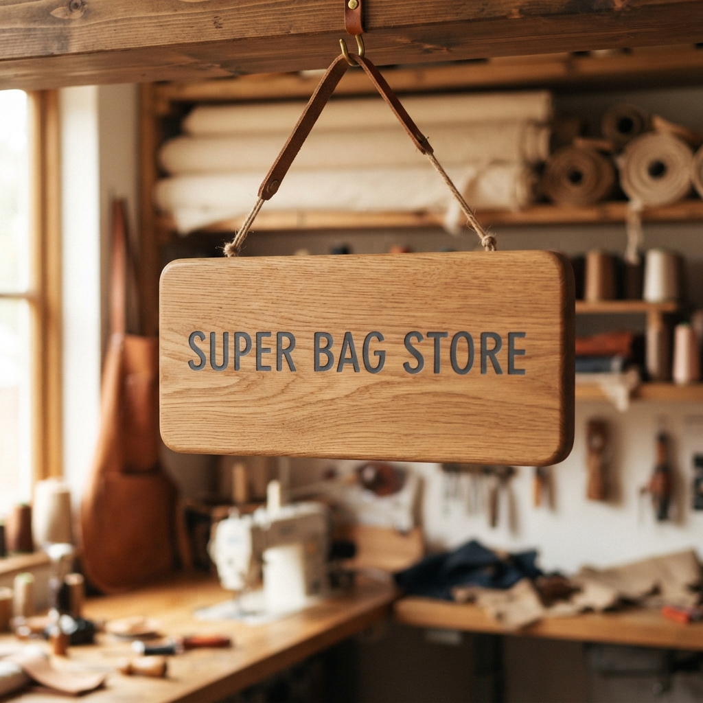 ป้ายไม้ร้าน Super Bag Store